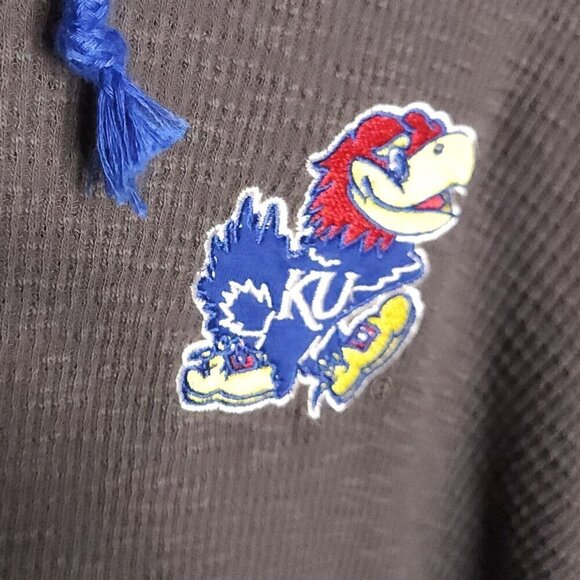 Colosseum University Of Kansas New Mens Grey Waffle Knit Hooded Shirt - Picture 3 of 7